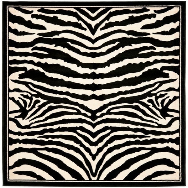 Safavieh Lyndhurst Contemporary Zebra Black/ Ivory Rug - 8' x 8' Square
