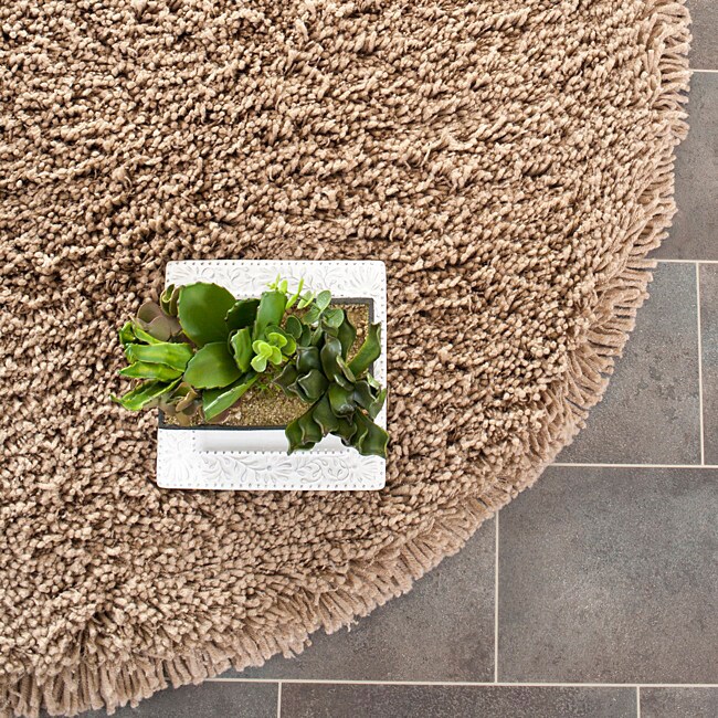 Plush Super Dense Hand woven Taupe Premium Shag Rug (4 Round)