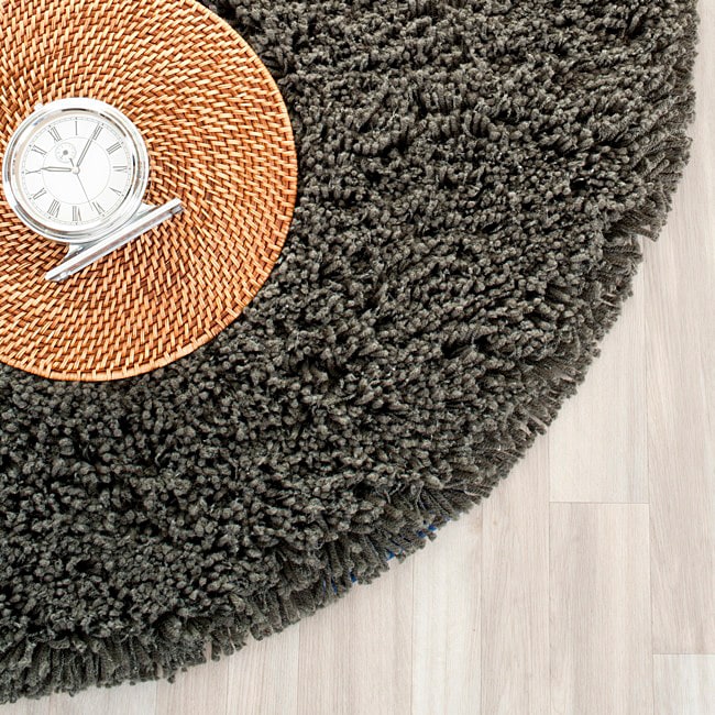 Plush Super Dense Hand woven Charcoal Premium Shag Rug (4 Round)