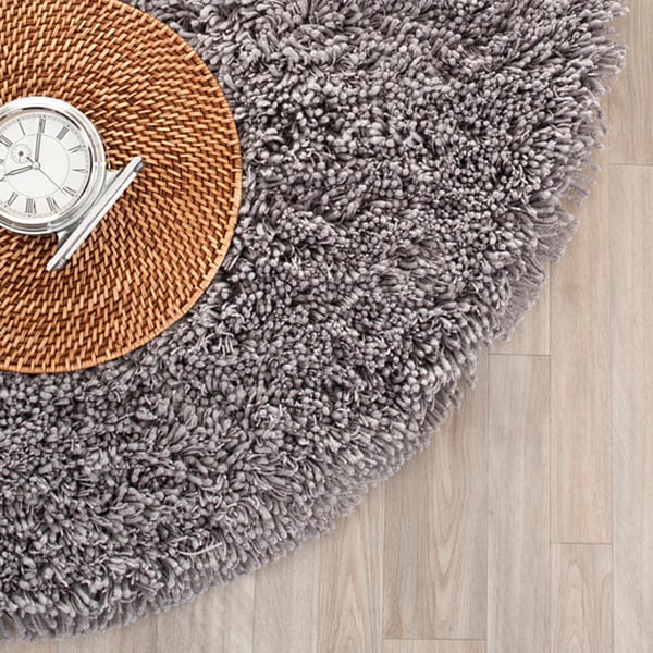 Safavieh Classic Ultra Handmade Grey Shag Rug (4' Round)