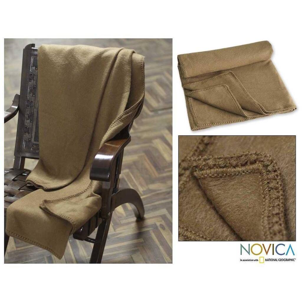 Handmade Hot Latte' Alpaca Wool Throw Blanket (Peru)