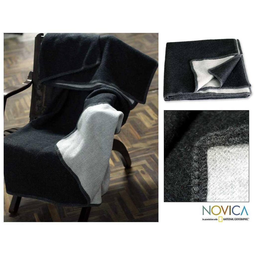 'Moonlit Winter's Night' Alpaca Wool Reverisble Blanket (Peru)