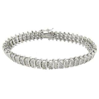 Fashion Sterling Silver Diamond Bracelets For Less Finesque Sterling Silver 1 2 Ct Tdw Diamond 3 Row S