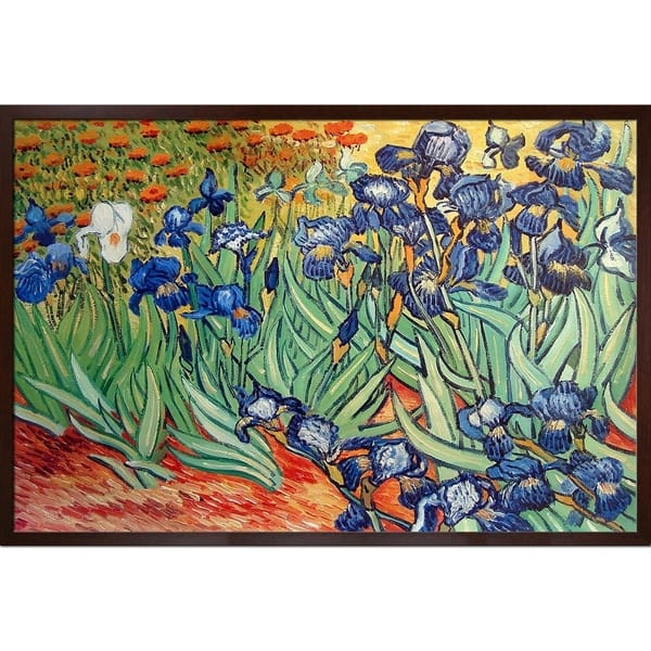 Van Gogh 'Irises' Hand-painted Framed Art Print - Overstock - 5482994