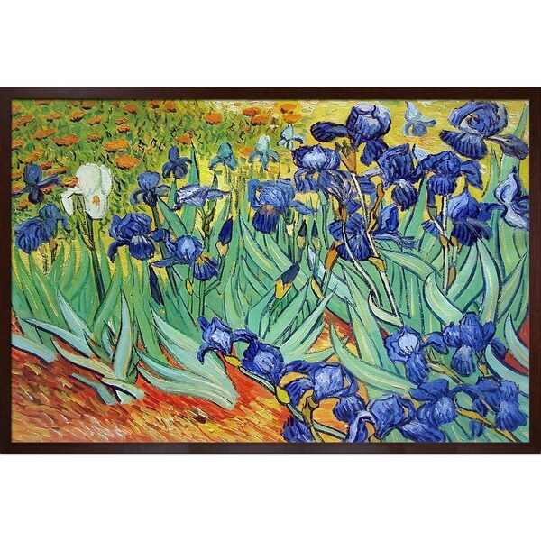 Van Gogh 'Irises' Hand-painted Framed Art Print - 13269664 - Overstock ...