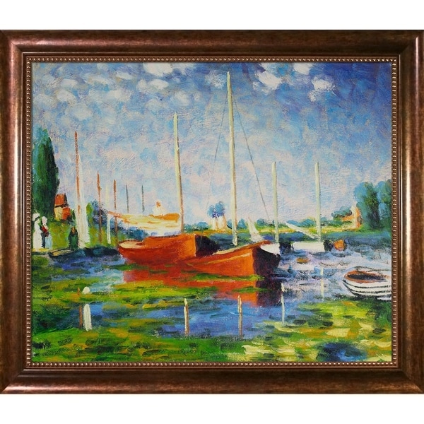 Shop Monet 'Red Boats at Argenteuil' Hand-painted Framed Canvas Art ...
