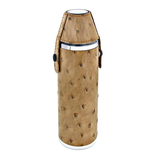 Leather 10-ounce Tube Flask with Two Shot Cups