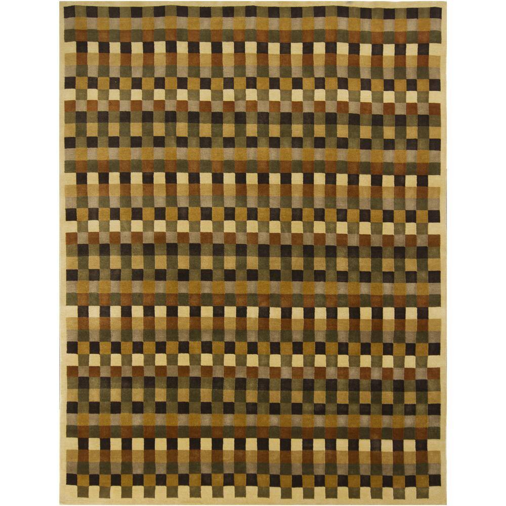 Hand-Knotted Gold-Bordered Mandara New Zealand Wool Rug (8' x 10')
