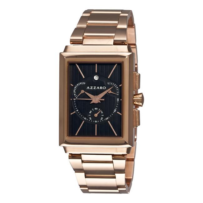 Azzaro Mens Legend Rectangular Chrono Retrograde Rose Gold PVD