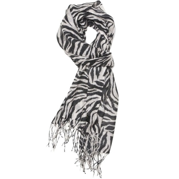 Zero Zero Women's Black/White Zebra print Hand knotted Rayon Scarf Zero Zero Scarves