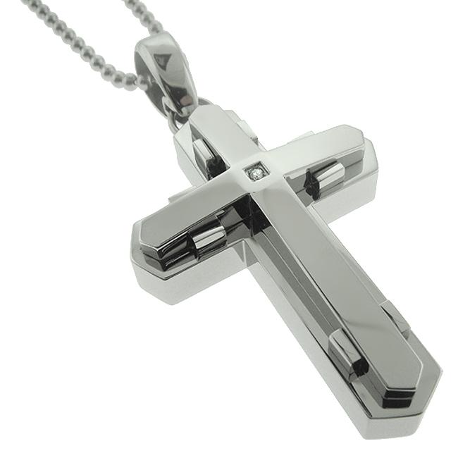 Black and Blue Jewelry Stainless Steel Diamond Cross Necklace - Free ...