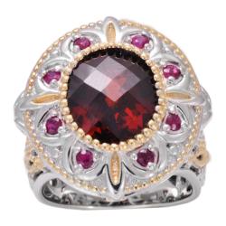 Michael Valitutti 18k Gold over Silver Garnet and Ruby Ring Michael Valitutti Gemstone Rings