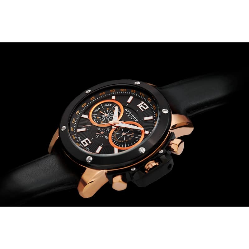 Akribos XXIV Men's Multi-function Stainless Steel Swiss Quartz Rose-Tone Watch