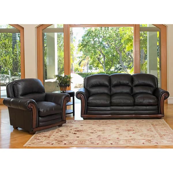 Kensington Italian Leather Sofa and Chair Bed Bath & Beyond 5492554