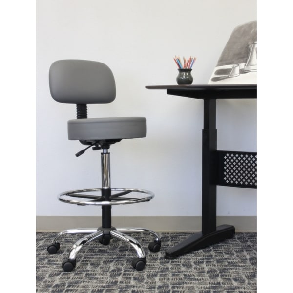 Boss CaressoftPlus Drafting Stool with Back Cushion. Opens flyout.