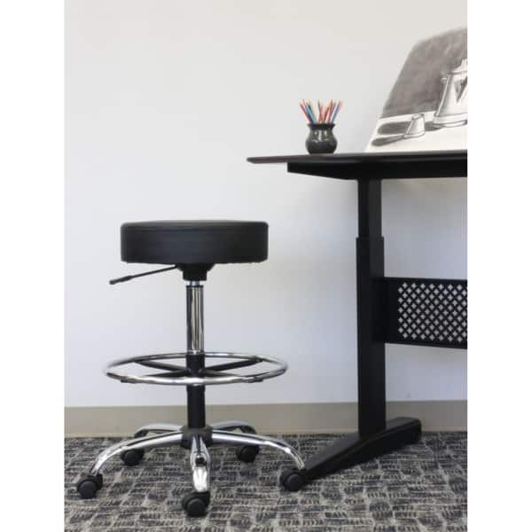 Drafting Stool with Footring and Adjustable Arms Blue - Boss Office Products