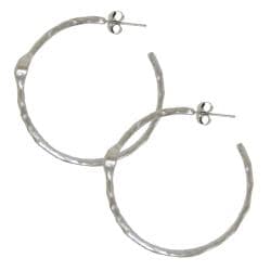 Sterling Silver Brushed Cubic Zirconia Hoop Earrings Moise Cubic Zirconia Earrings