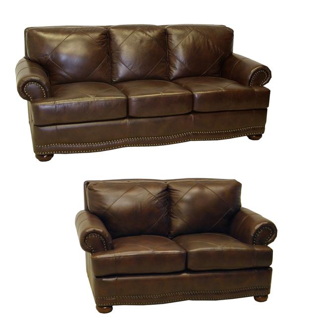 Shoreline Chocolate Italian Leather Sofa And Loveseat