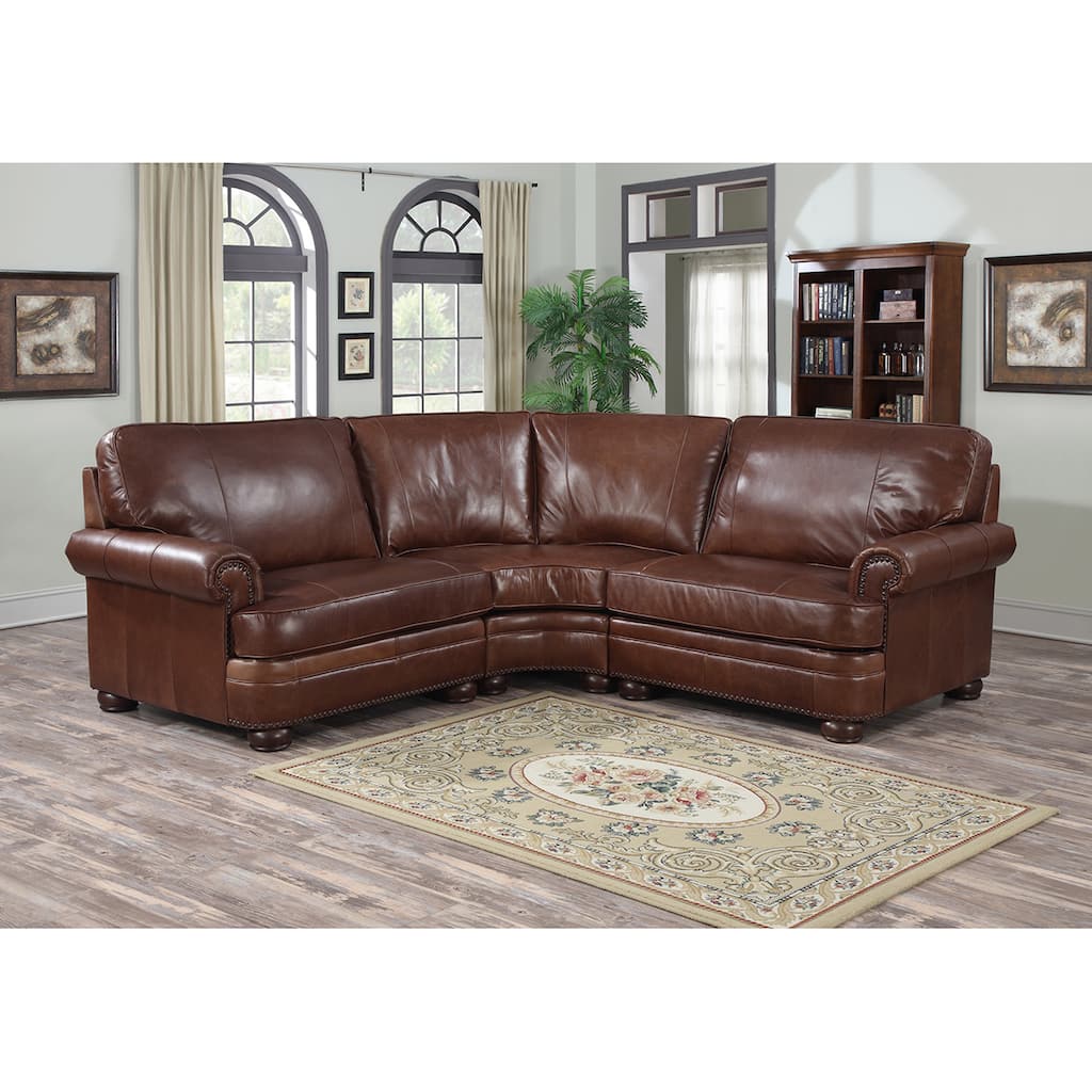 Redmond Distressed Mahogany Italian Leather Sectional Sofa
