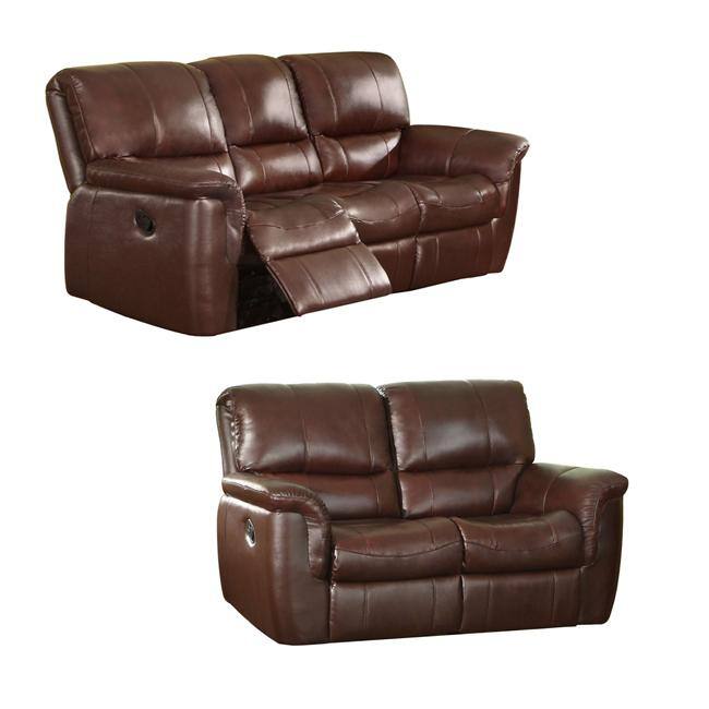 Concorde Wine Italian Leather Reclining Sofa and Loveseat