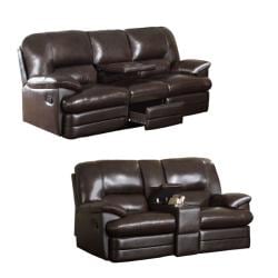 Coney Coffee Italian Leather Reclining Sofa and Loveseat Sofas & Loveseats