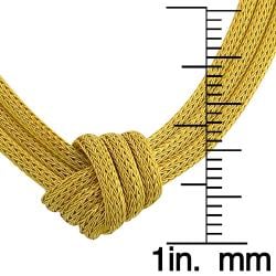 Goldkist 18k Yellow Gold over Silver 3 strand Mesh Knot Necklace GoldKist Gold Over Silver Necklaces