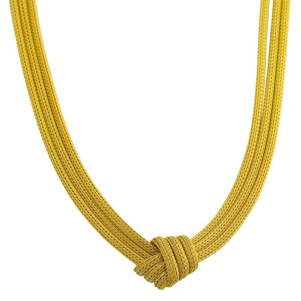 Shop Goldkist 18k Yellow Gold over Silver 3-strand Mesh Knot Necklace ...
