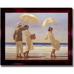 Jack Vettriano 'The Picnic Party' Framed Canvas Art - Mahogany