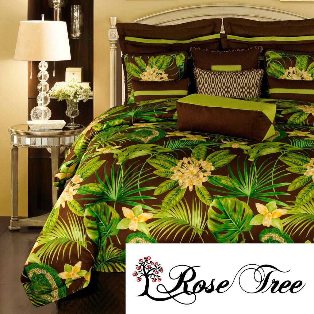 Rose Tree Rainforest 4-piece Queen-size Comforter Set - Green