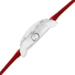 Burgi Women's Diamond Swiss Quartz Date Red Strap Watch