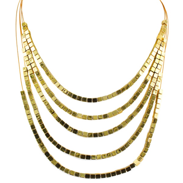 West Coast Jewelry Goldtone Square Bead 5 strand Necklace West Coast Jewelry Fashion Necklaces