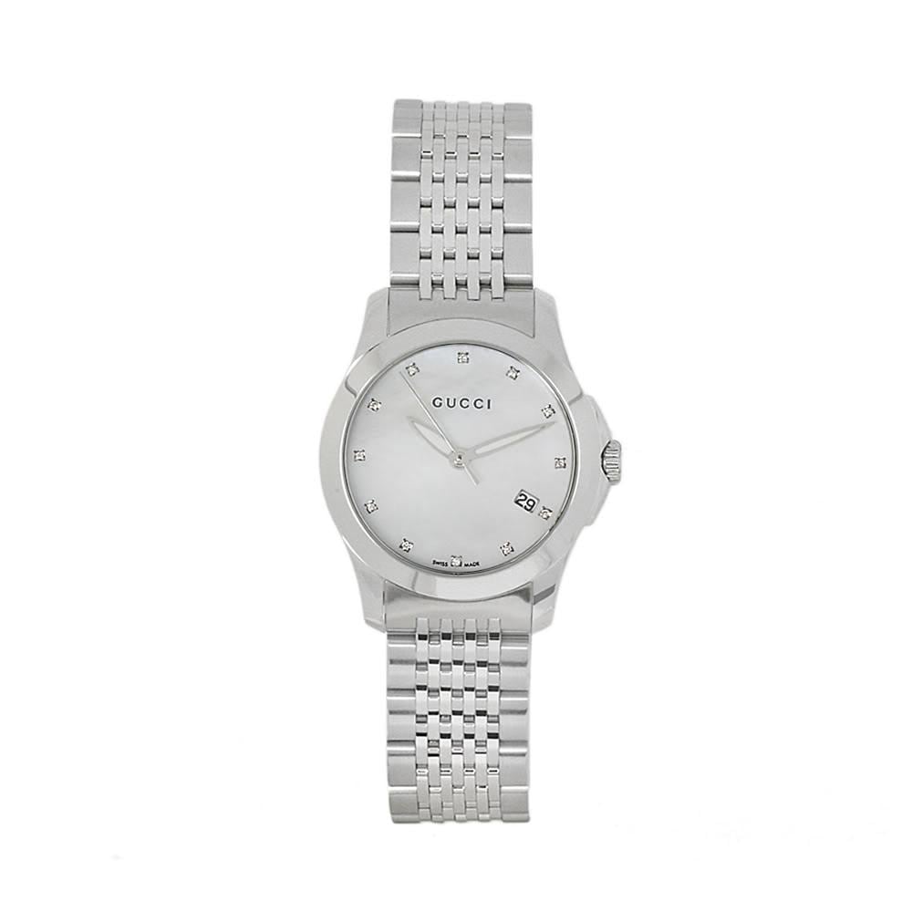 Gucci YA126504 Womens Timeless Stainless Steel Diamond Watch