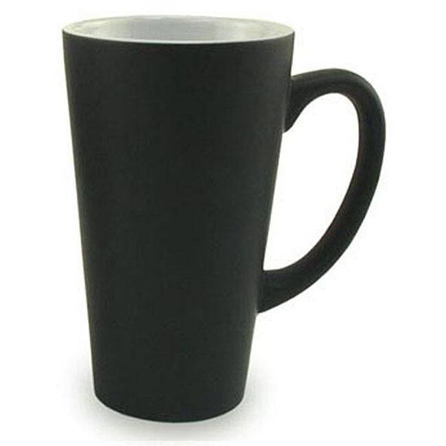 Funnel-Style Matte Black 16-oz Ceramic Mugs (Set of 4)