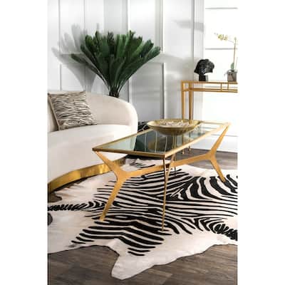 Nuloom Hand-picked Brazilian Zebra Cowhide Area Rug