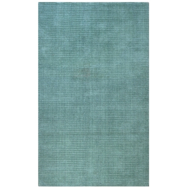 Hand-tufted Pulse Aqua Wool Rug (5' x 8') - 5' x 8'