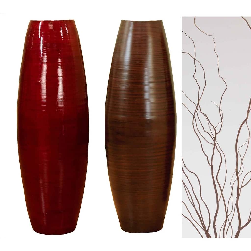 Bamboo 36-inch Cylinder Vase with Natural Branches