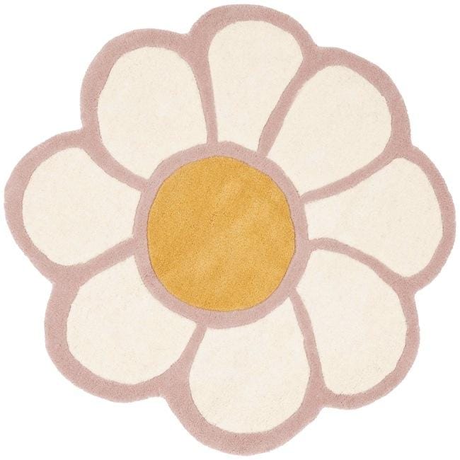 Handmade Novelty Daisy Pink Shaped Wool Rug (4 Round)