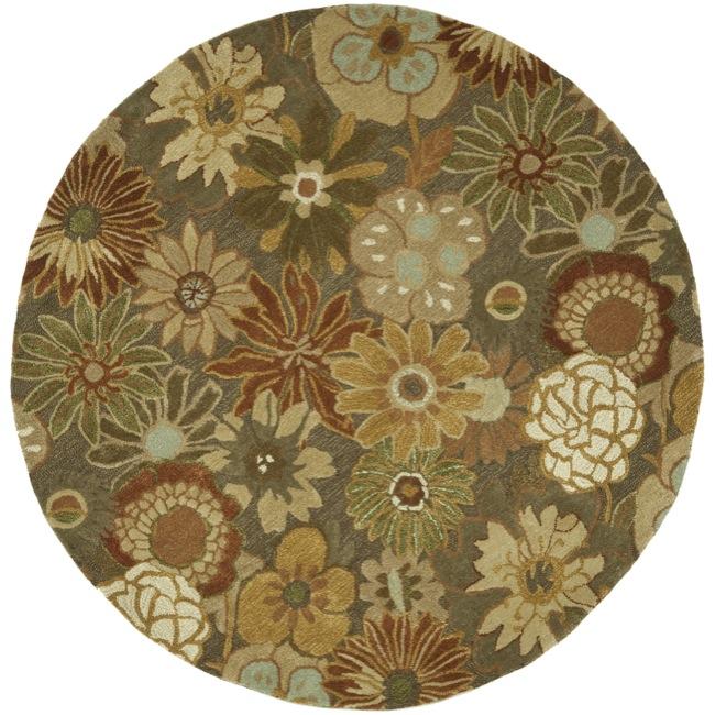 Handmade Soho Gardens Brown/ Multi N. Z. Wool Rug (6 Round)