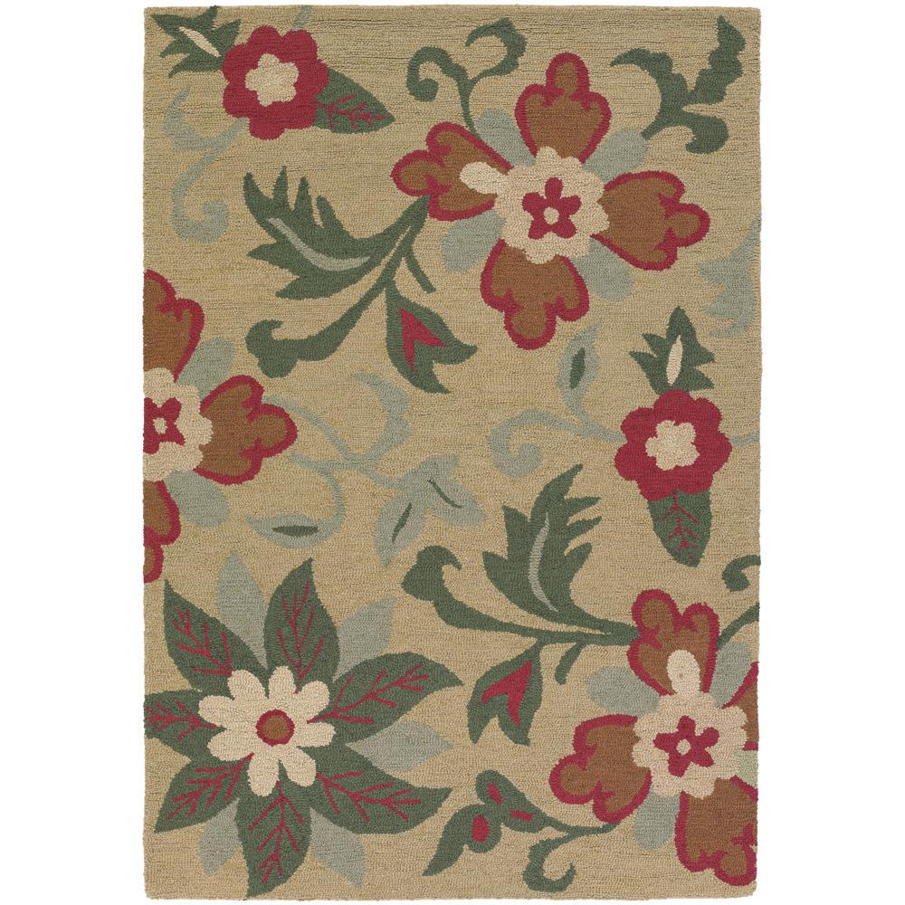 Hand tufted Mandara Beige New Zealand Floral Wool Rug (5 X 76)