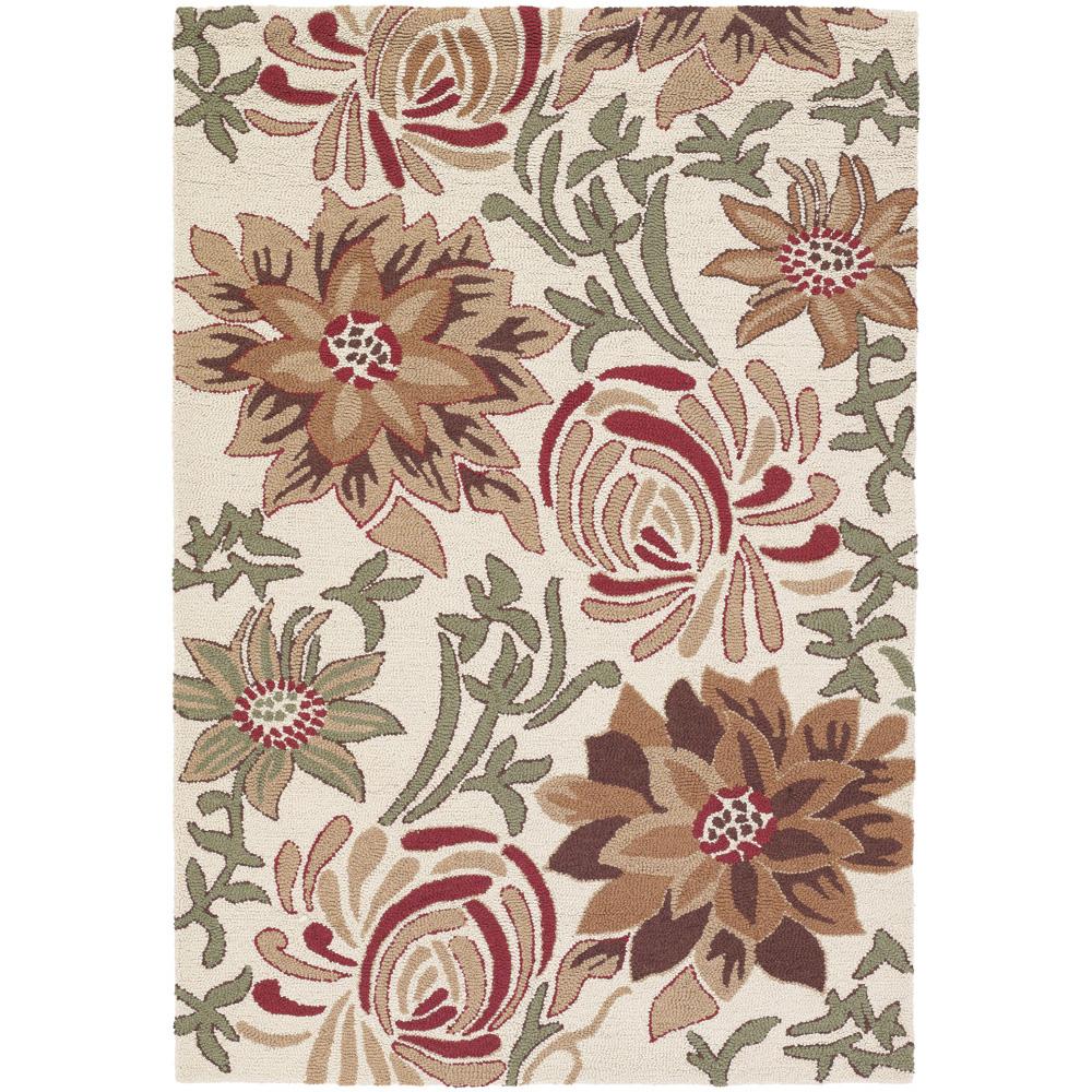 Floral Hand tufted Mandara Ivory New Zealand Wool Rug (5 X 76)