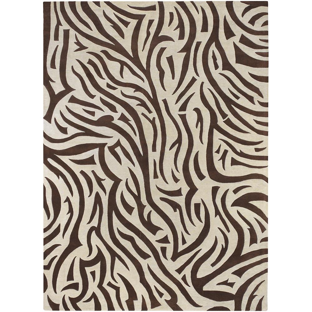 Contemporary Hand tufted Mandara Ivory Animal New Zealand Wool Rug (79 X 106)