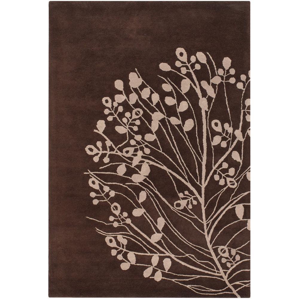 Hand tufted Mandara Brown/ Beige New Zealand Wool Rug (79 X 106)