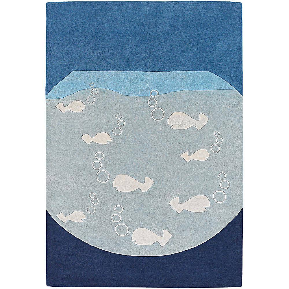 Hand-tufted Mandara Blue New Zealand Wool Rug (5' x 7'6)