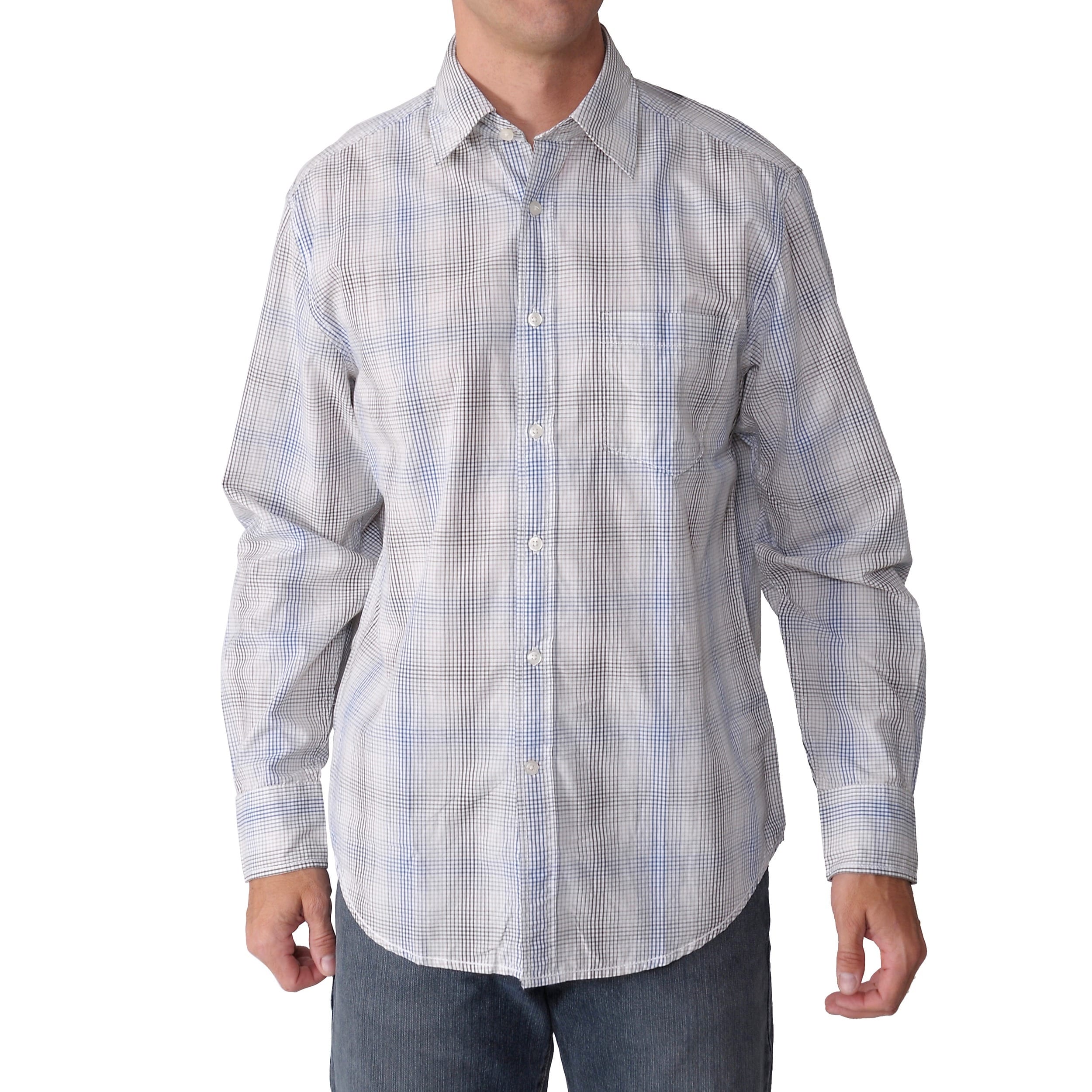 Reunion Reunion Mens Long sleeve Plaid Sport Shirt Wine Size M