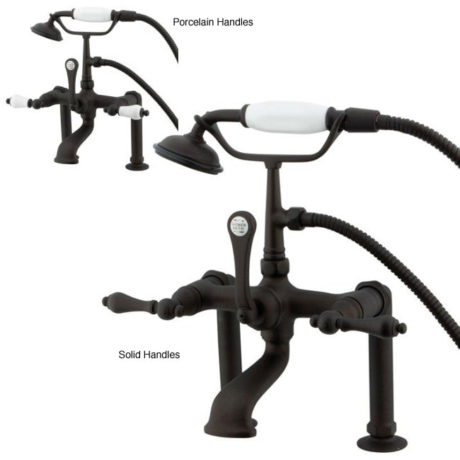 Deck mount Clawfoot Oil Rubbed Bronze Tub Faucet With Hand Shower