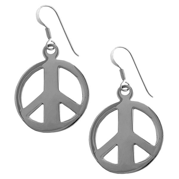 Fremada Sterling Silver Peace Sign Dangle Earrings Free Shipping Fremada Sterling Silver Peace Sign Dangle Earrings