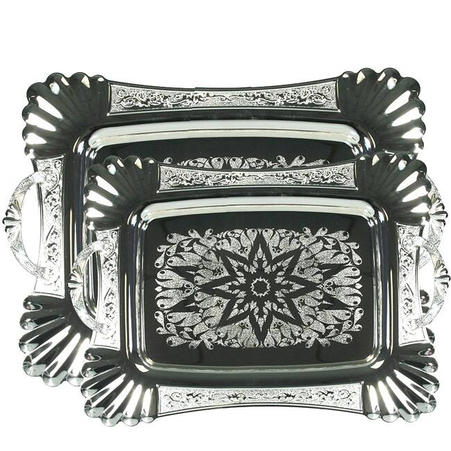 Aramco Silverplated Stainless Steel Serving Trays (Set of 2)