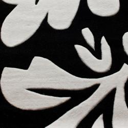preview thumbnail 3 of 1, nuLOOM Handmade Pino Collection Black/ White Floral Rug (5' x 8')
