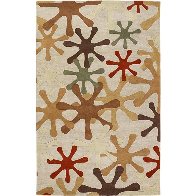 Hand tufted Whimsy Off Beige Wool Rug (8 X 11)