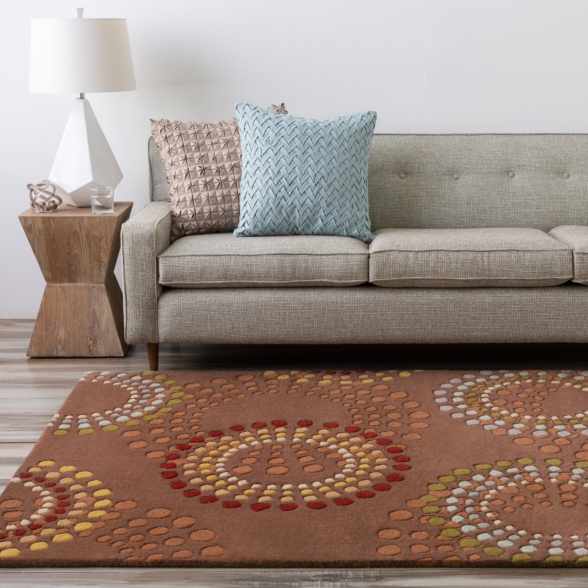 Hand tufted Brown Contemporary Circles Mayflower Wool Geometric Rug (8 X 11)